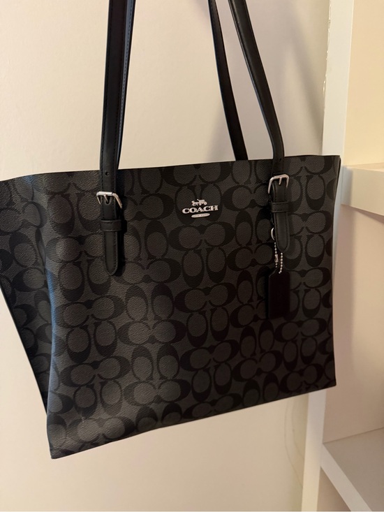 Coach Handbags - COACH Large Mollie Tote in Signature Black & Grey Sig Canvas